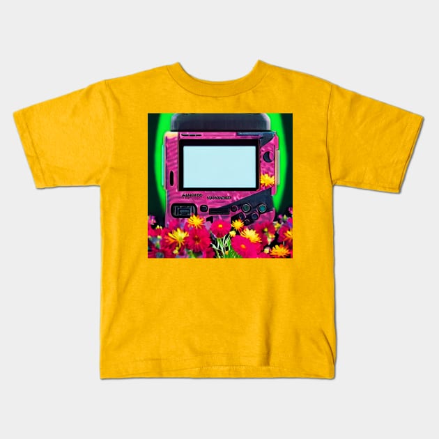 Gameboy and flowers Kids T-Shirt by DESIGNWELTS